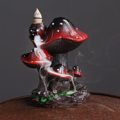 Resin Backflow Censer Home Decor Creative Mushroom Backflow Aroma Burner Decorative Statue